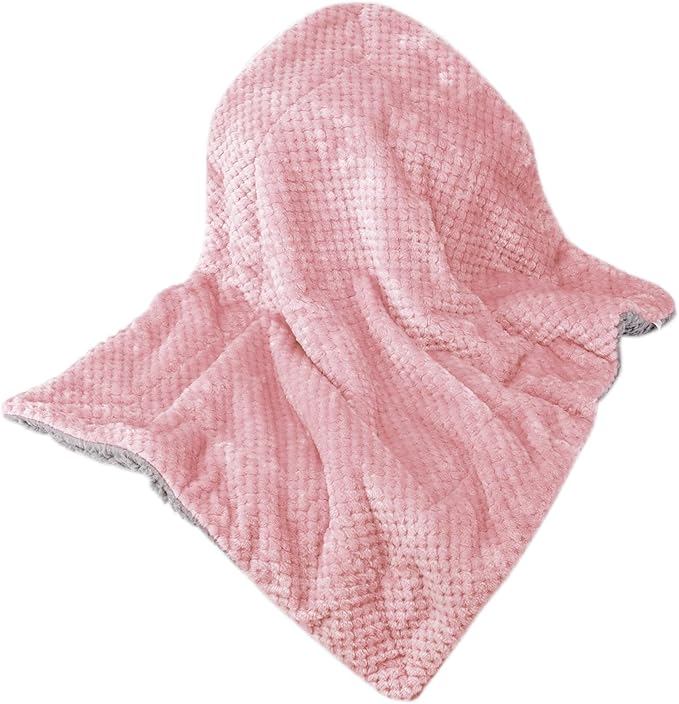 Fuzzy Sherpa Reversible Blanket for Baby, Soft Warm Cozy Coral Fleece Toddler, Infant or Newborn Reversible Blanket for Crib, Stroller, Travel, 40”×60”, Baby Pink