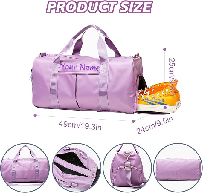 Custom Duffle Bag, Personalized Embroidered Sports Gym Bag for Women/Men, Travel Bag with Double-Sided Customization and Separate Wet and Dry Pockets and Shoe Bags-Wine red