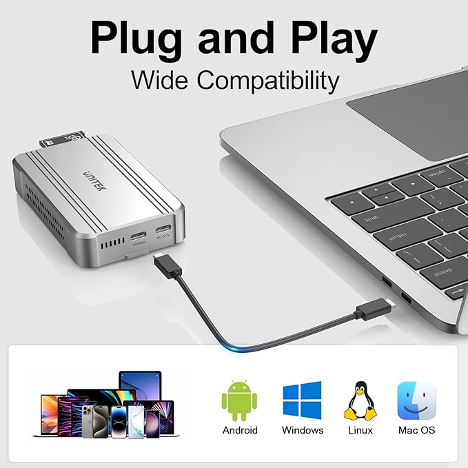 Unitek 40Gbps CFexpress 4.0 Type B Card Reader and M.2 PCIe&NVMe SSD Adapter/Reader, USB4.0 CF Express Reader for CFexpress Type B, PCIe4*2, Fast Transfer for Professional Filmmakers and Photographers