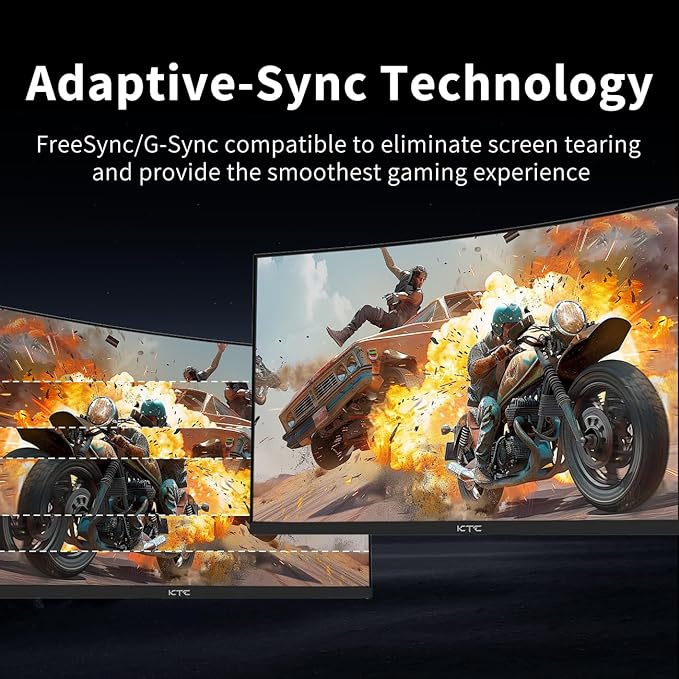 KTC 24 Inch Curved Gaming Monitor, 180Hz FHD 1080P Frameless Computer Monitor, Freesync/G-Sync Support, 99% sRGB, 3000:1 Contrast, HDMI, DisplayPort, Wall Mountable/Tilt Adjustable, H24S17