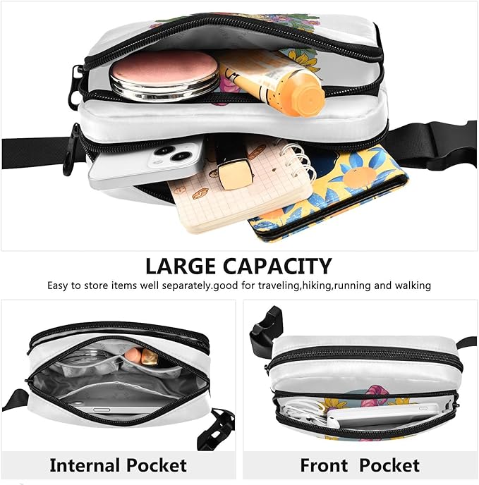 Cute Gnome Sunflower Fanny Pack for Women Men Water Resistant Fashion Waist Packs with Adjustable Strap Belt Bag for Travel Workout Jogging Hiking 21218863