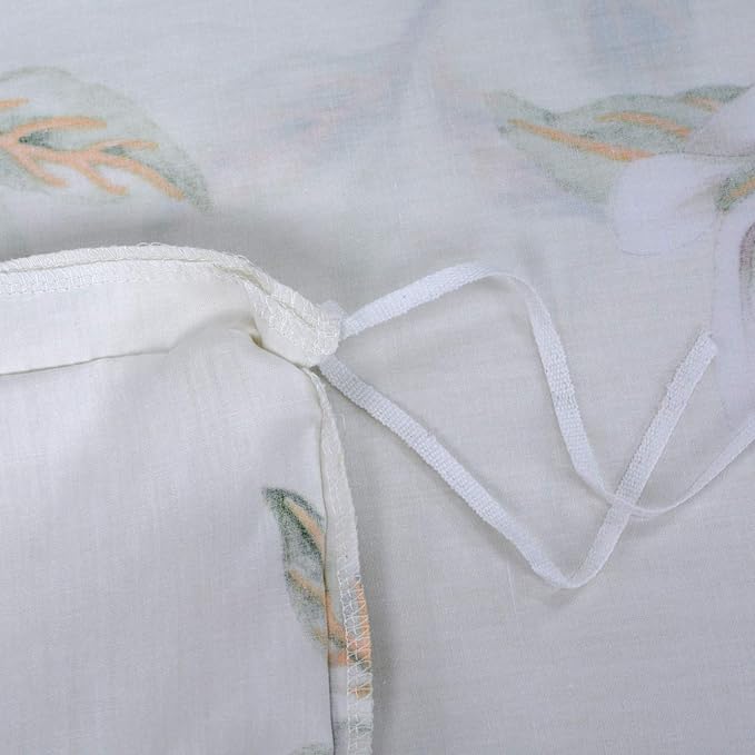 FADFAY White Floral Duvet Cover Set 100% Cotton Farmhouse Bedding with Hidden Zipper Closure 3 Pieces, 1duvet Cover & 2pillowcases,Full Size