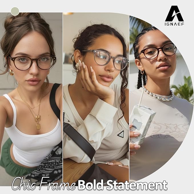 IGnaef Blue Light Blocking Glasses for Women, Oval Frame Bluelight Glasses for Gaming/Computer/Screen BL6216