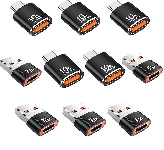 10 Pack 200W USB C to USB Adapter,C Male to USB3.1 Female Charger,Up to 10Gbps Data Transfer,for Apple Watch Ultra iWatch Series 8 7,iPhone 17 16 Plus Pro Max,Google Pixel