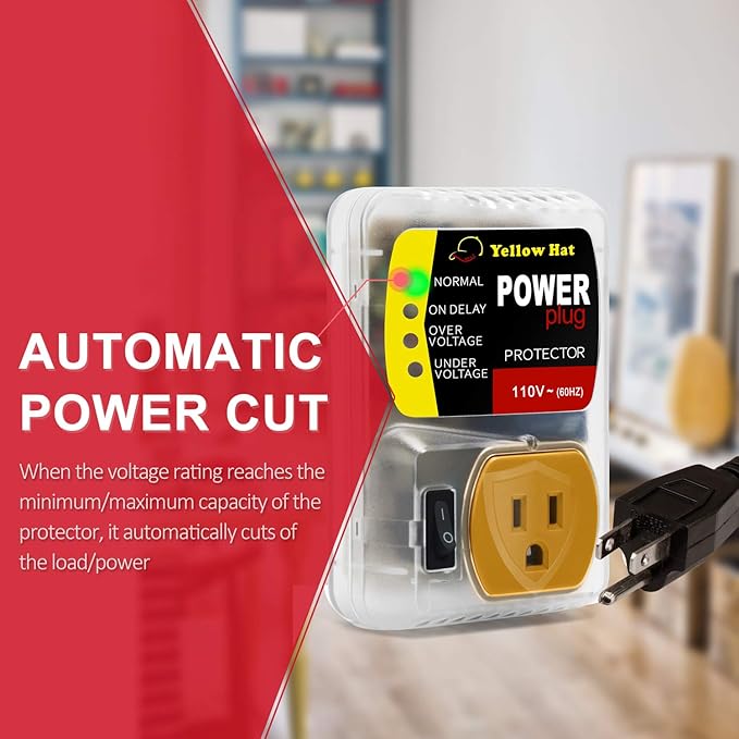 Surge Protector,Voltage Protector for Home Appliance, Voltage Brownout Outlet 110V 15A 2200 Watts Black
