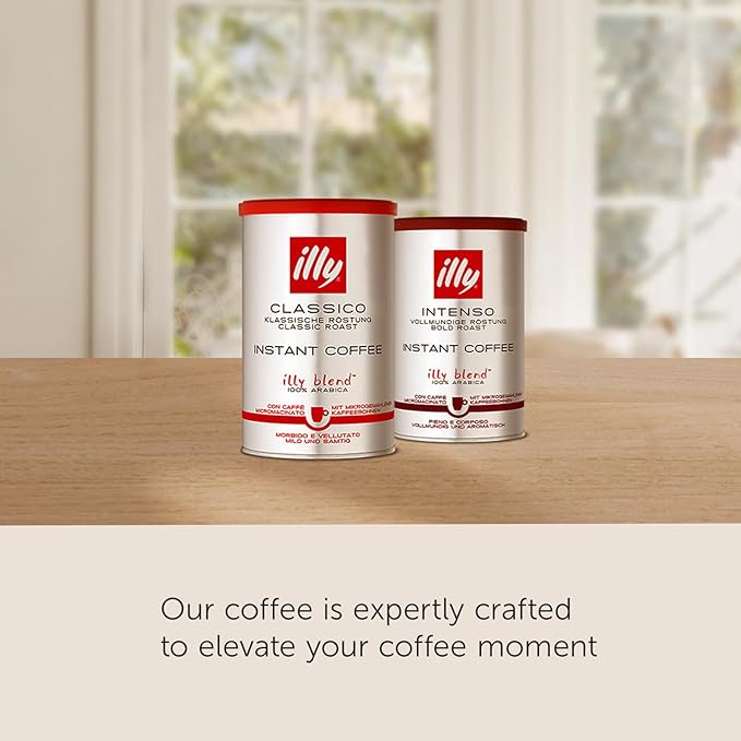 illy Instant Coffee- 100% Arabica Coffee – Intenso Dark Roast – Warm Notes Of Cocoa & Dried Fruit - Easy Preparation - Convenient Coffee Instant Format - Roasted In Italy – 3.3 Ounce