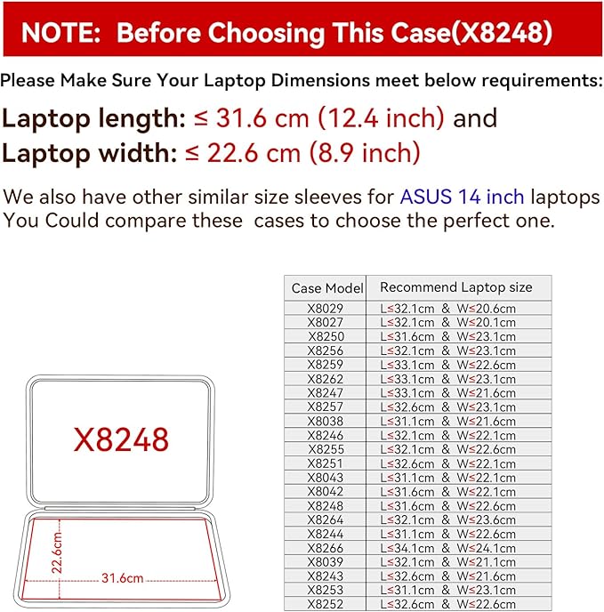 Smatree Hard EVA Protective Sleeve Case Compatible for 14 inch ASUS Vivobook 14X OLED Laptop (K3405) Laptop, Acer Swift 14 AI Copilot+ PC, Acer Predator Triton 14 (X8248)