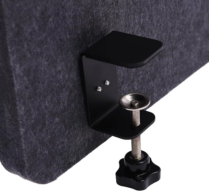 Desktop Privacy Panel, Sound Absorbing Cubicle Desk Divider Privacy Panel for Reduces Noise and Visual Distractions, Office Partition, Clamp-on Type (Dark Grey)