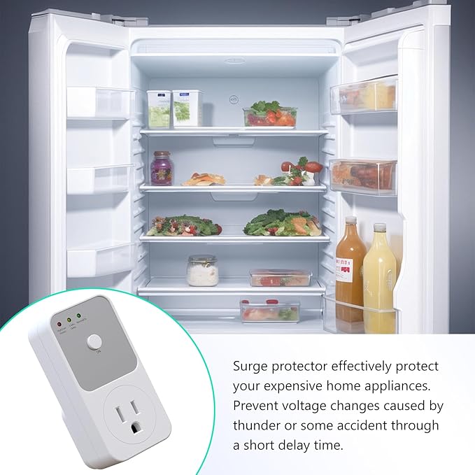 BSEED Surge Protector - 1800W Single Outlet for Refrigerator, TV, PC, Home Appliance - Wall Outlet With Ground & Protected Light Indicators, 120V, 15A, 1 Pack