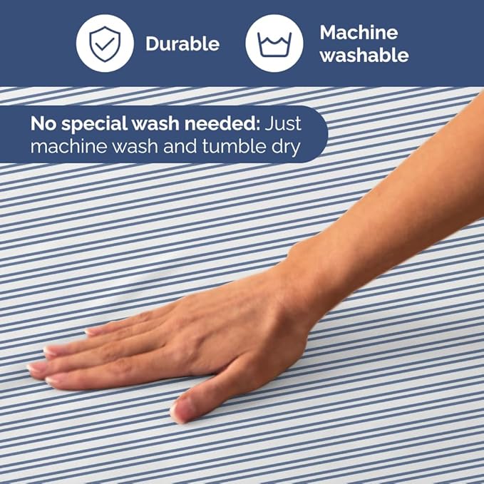 Blue and White Striped Sheets - 1 Flat & 1 Fitted Sheet & 2 Pillowcases w/ Deep Pockets - Comfy, Wrinkle & Fade Resistant - Ultra-Soft, Breathable & Cooling - Luxury Pinstripe Bedding - Full Size