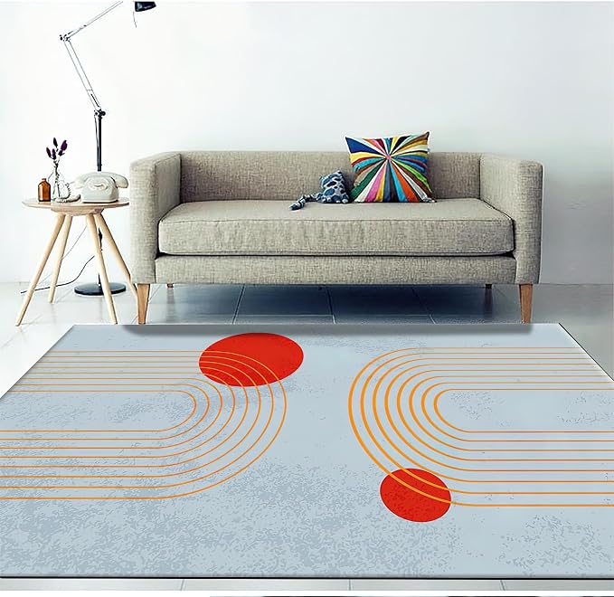Retro Medieval Blue Area Rug, Abstract Boho Sun Non Slip Bedroom Rugs, Breathable Durable Carpet for Indoor Study Living Room Office Decor Rug - 5 ft x 7 ft, Style-12