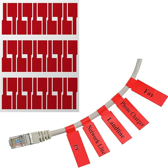 Mr-Label® (20 Sheets, 600 Labels) Red Self-Adhesive Cable Label - Waterproof | Tear Resistant | Durable - with Online Print Tool - for Laser Printer