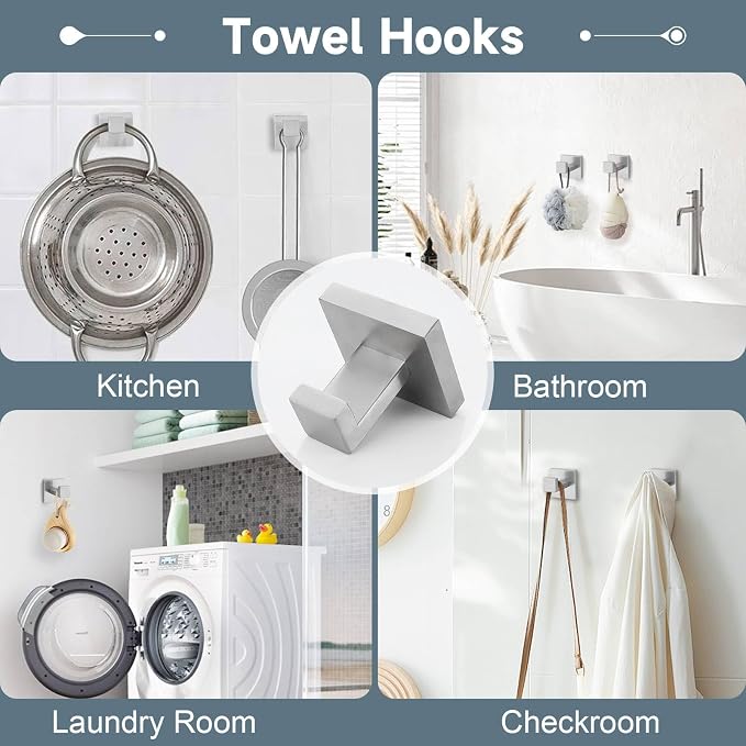 10-Piece Bathroom Hardware Accessories Set-Brushed Nickel Towel Bar, Holder & Racks-SUS304 Stainless Steel-Wall Mounted,23.6-Inch
