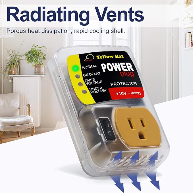 Voltage Protector, Surge Protector for Home Appliance, Voltage Brownout Outlet 110V 15A 2200 Watts