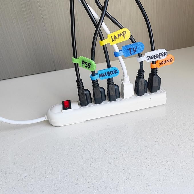 Cable Labels, Write On Cord Labels, Wire Labels, Cable Tags and Wire Tags for Cable Management and Identification(Medium / 16 Pcs/Multicolor)