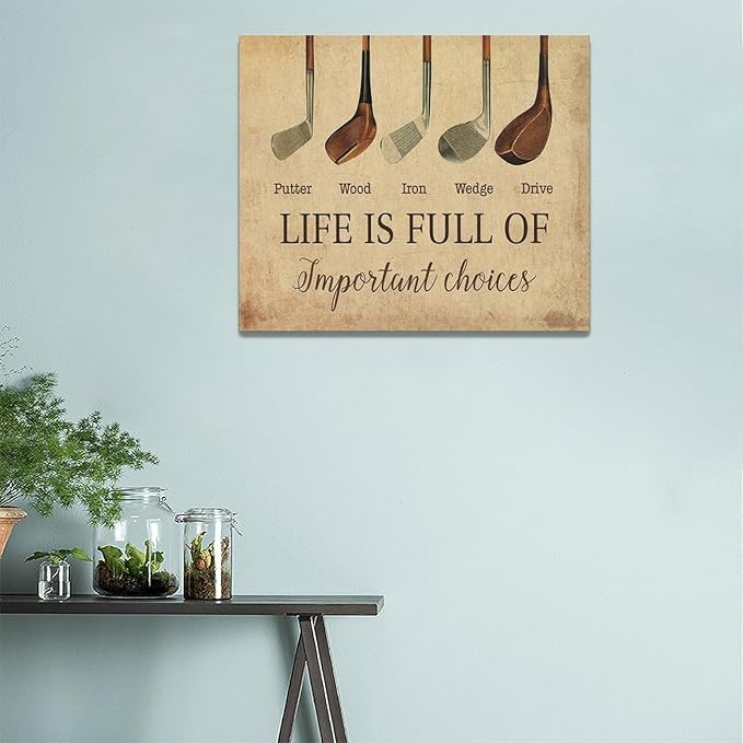 Golf Wall Art Golf Pictures Wall Decor Golfing Canvas Poster Prints Rustic Decorations Painting Framed Artwork Office Home Decor For Bathroom Bedroom Dining Living Room 24"x20"