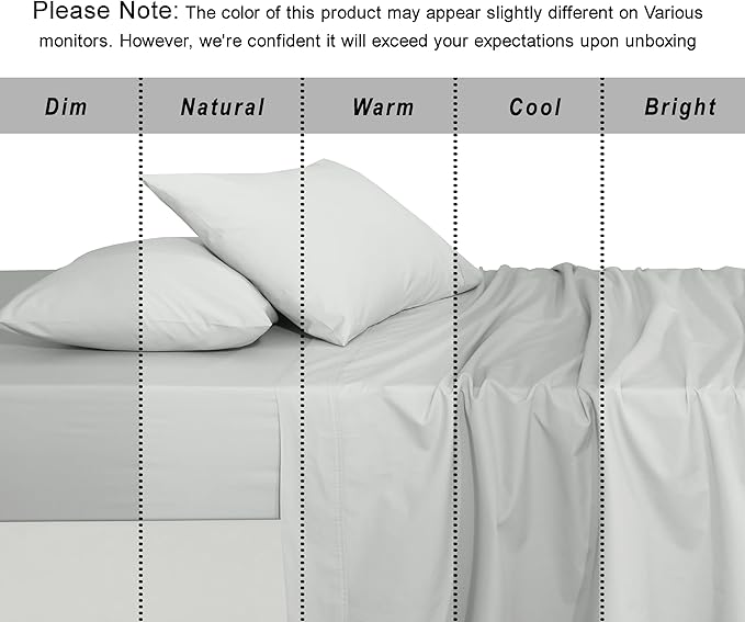 RUVANTI 100% Organic Cotton Sheets Queen Size, Percale Weave, GOTS Certified, 4-Piece Set, Deep Pocket 15", Crisp & Breathable, Soft Durable Bedding, Sábanas Algodón Orgánico – Bit of Blue