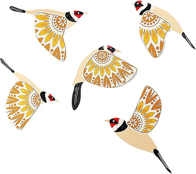 jiingekk Scandinavian Farmhouses Wooden Bird Wall Decorations 5Pcs Handcrafted Set For Home Decors Bird Enthusiast Giving