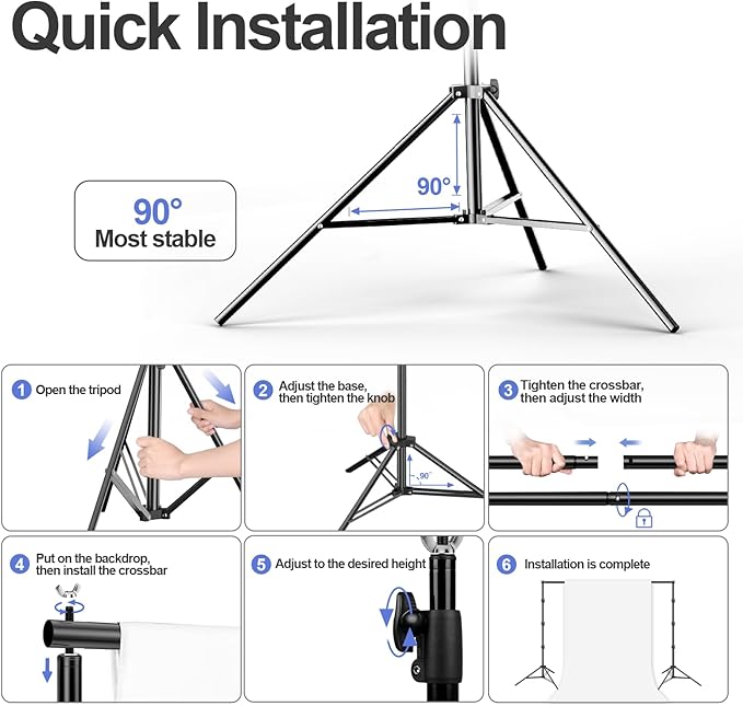 EMART 8.5x10ft Green Screen Backdrop Kit with 6x9ft Polyester Backdrop(Black/White/Green), Adjustable Photography Background Support System for Studio Photography, Parties, Wedding, Video Shooting