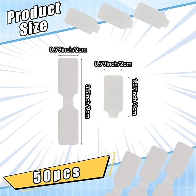 50 Pieces Cord Labels Self-Adhesive Nylon Cable Labels Tags Waterproof Wire Cable Tags or Electronics Office Computers Management and Identification (White)