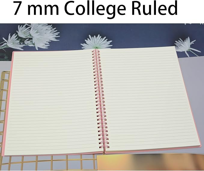 Yansanido Spiral Notebook, 8 Pcs 10.5 Inch x 7.45 Inch B5 Thick Plastic Hardcover 7mm College Ruled 8 Color 80 Sheets -160 Pages Journals for Study, Work, Travel and Notes (B5, 8 Pcs 8 Color)