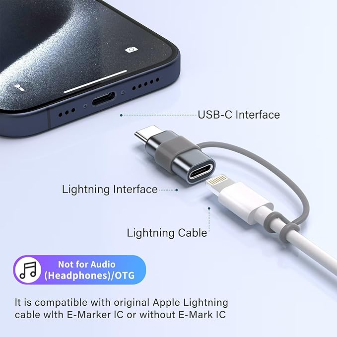 4 Pack Lightning to USB C Adapter for iPhone 15/16/17 Pro/17 Pro Max,for iPhone 17/16 Charger,17/16 Accessories,Fast Charging & Data Transfer