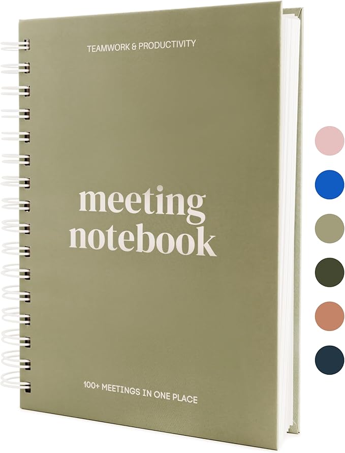 Lamare Meeting Notebook for Work Organization – Perfect Work Notebook for Note Taking & Meeting Planner for Productivity