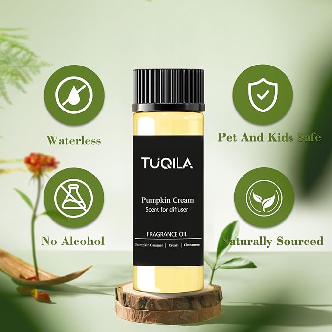 Tuqila Waterless Diffuser Oil Pumpkin Cream 20ML Sampler, Essential Scent Oil Usage Cold Air Waterless Diffuser, Hotel Luxury Air Scents Oils & Fragrance for Home