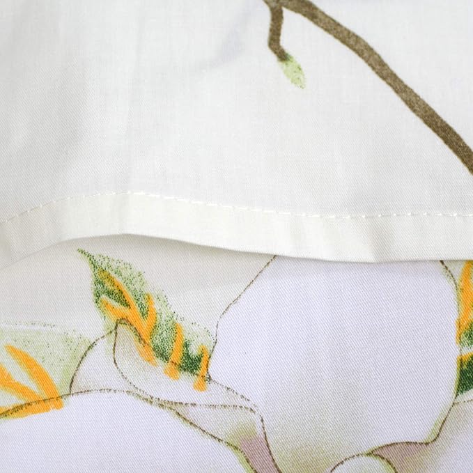 FADFAY White Floral Duvet Cover Set 100% Cotton Farmhouse Bedding with Hidden Zipper Closure 3 Pieces, 1duvet Cover & 2pillowcases,Full Size
