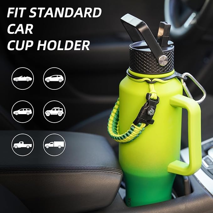 BJPKPK Insulated Water Bottles with Straw Lid, 40oz Metal Water Bottle with 2 lids & Paracord Strap, Double Wall Stainless Steel Tumbler with Handle, Reusable Cups, Mugs, Thermo, Bamboo Grove
