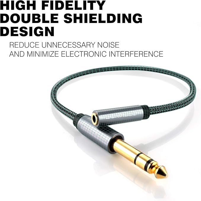 DUKABEL TopSeries 6.35mm (1/4 inch) to 3.5mm (1/8 inch) Headphone Jack Adapter, 1/8 (Female) to 1/4 (Male) Extension Cable, 3.5 to 6.35 Audio Cable for Mixer Guitar Piano Amplifier Speaker and More