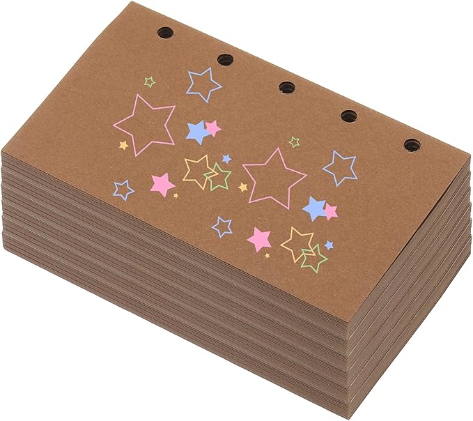 PATIKIL Colored Loose Leaf Paper, 4.1" x 2.5"(A8) 300 Sheets 5 Holes Punched 150GSM Blank Binder Refill Paper Supplies for Office Note Taking Teacher Planner Journal Notebook, Brown