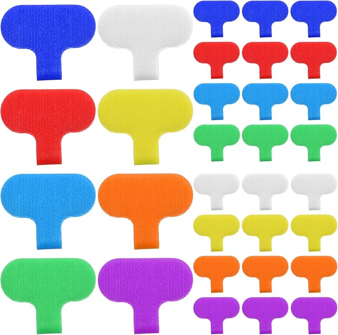 32 PCS Self-Adhesive Cable Labels, Multi Color Durable Write On Cord Label Wire Labels Computers Cable Management and Identification Waterproof Self-Adhesive Nylon Cables Label(8 Colors)