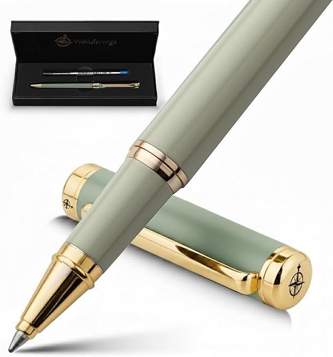 Premium Ballpoint Pen with German Ink – Perfectly Balanced for a Superb Writing Experience, 24K Gold Plated Green – Soft Sage Green- Includes a Schmidt Refill in a Giftable Presentation Case