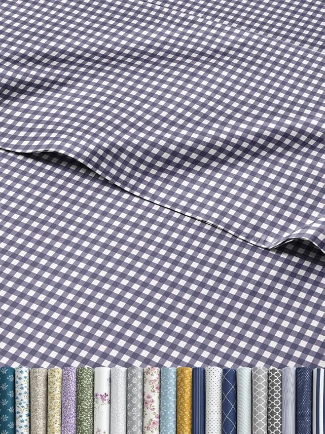 Blue Checkered Sheet Set - 1 Flat & 1 Fitted Sheet & 2 Pillowcases w/ Deep Pockets - Grid, Plaid, Gingham Pattern Bed Set - Comfy, Wrinkle & Fade Resistant - Soft, Breathable and Cooling - King Size