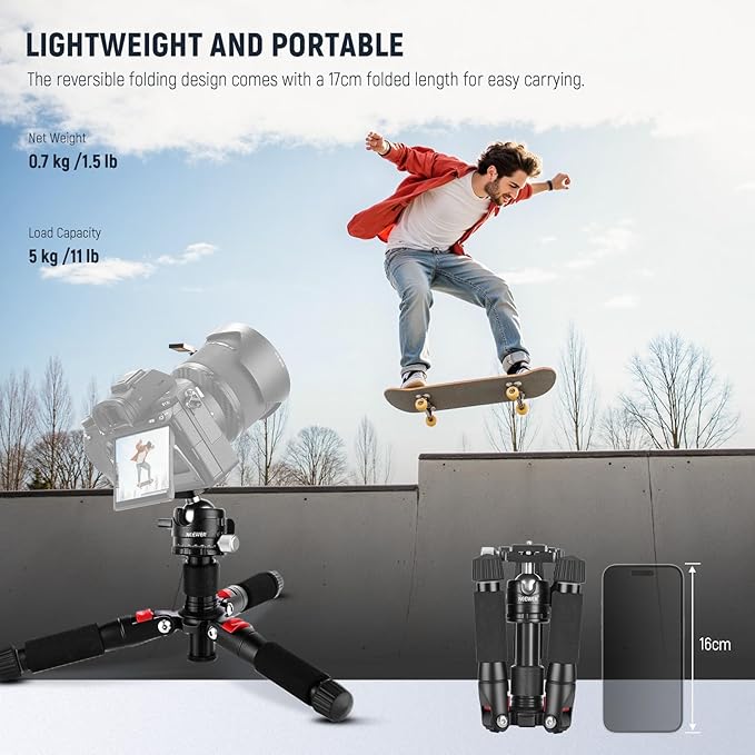 NEEWER Portable Desktop Mini Tripod + X11 2 in 1 Teleprompter 11 Inch with Monitor for Windows MacOS, Aluminum Alloy 20''/ 50cm Desk Stand with Ball Head for DSLR Camera Camcorder, Max Load 11 lb/5 kg