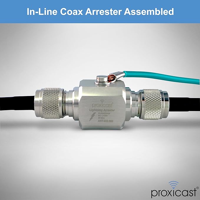 Proxicast Coaxial Lightning Arrester/Suppressor with UHF SO-239 Female Connectors - Pro-Grade Coax Cable Surge Protector for RF, HF, VHF, UHF, CB, Ham, Two-Way Radio and Other Antennas (ANT-233-002)