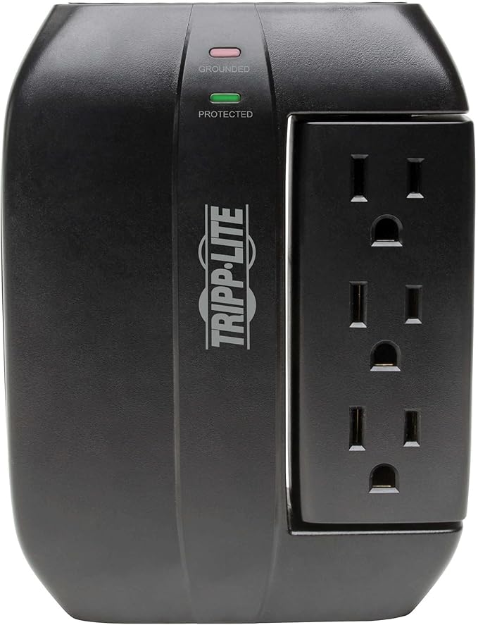 Tripp Lite SWIVEL6 6 Outlet Surge Protector Power Strip | 3 Rotatable Outlets | Black | Lifetime Limited Warranty & Dollar 20,000 Insurance