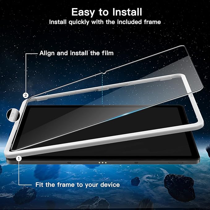 JETech Screen Protector for Samsung Galaxy Tab A11 Plus / A11+ / A9 Plus / A9+ 11-Inch 2025/2023 with Easy Installation Frame, Tempered Glass Film, HD Clear, 2-Pack