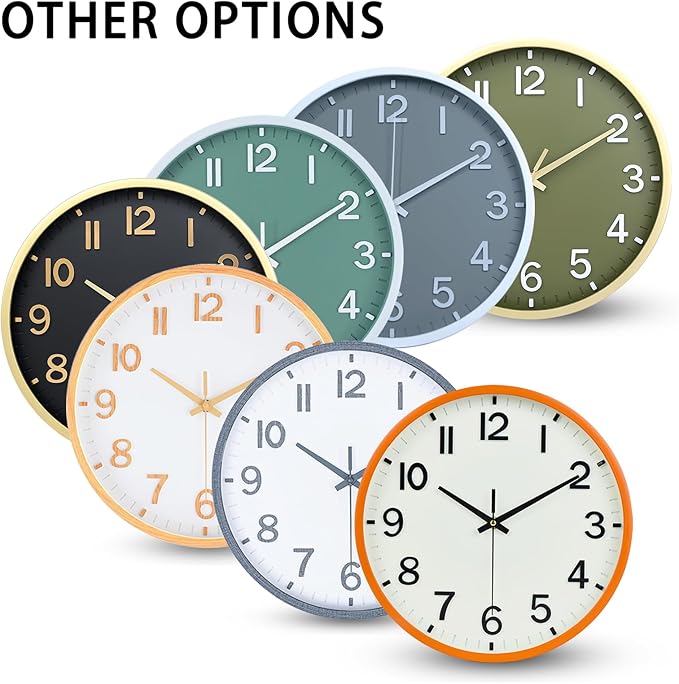 Wall Clock, Modern 8 Inch Small Wall Clocks Battery Operated, Silent Non-Ticking Analog Classic for Office, Home, Bathroom, Kitchen, Bedroom, School(Beige and Orange)