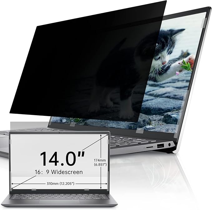 IPROKKO Laptop Privacy Screen 14 Inch, 16:9 Aspect, Compatible with HP, Dell, Acer, Asus, Samsung, Lenovo Yoga & More, Blue Light Block, Anti Glare, 1 Count