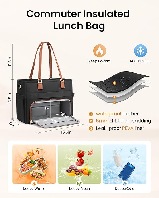 LOVEVOOK Teacher Tote Bag, Laptop Bag for Women with Accordion File Organizer, Nurse Work Bag for Office & Business Supplies