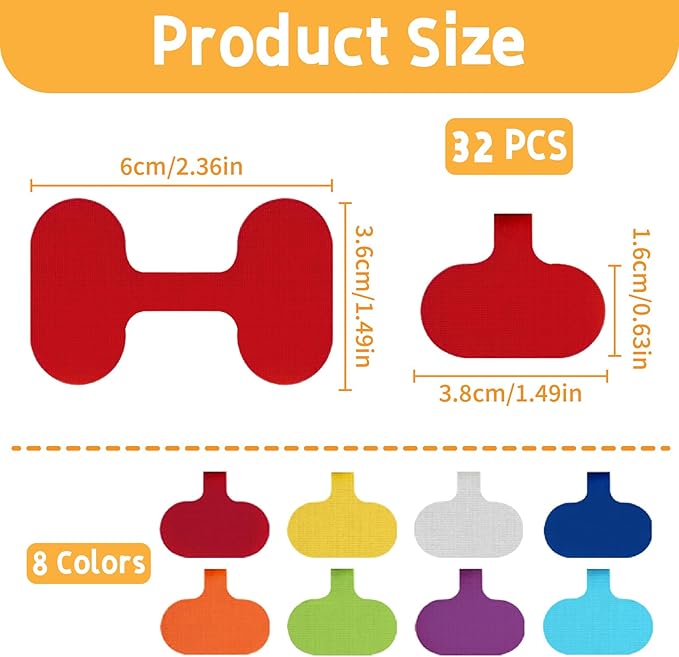 Cable Labels Tags: 32 Pcs Reusable Write-On Cord Tags, 8-Color Wire Organizer Ties for Electronics Cable Management and Identification