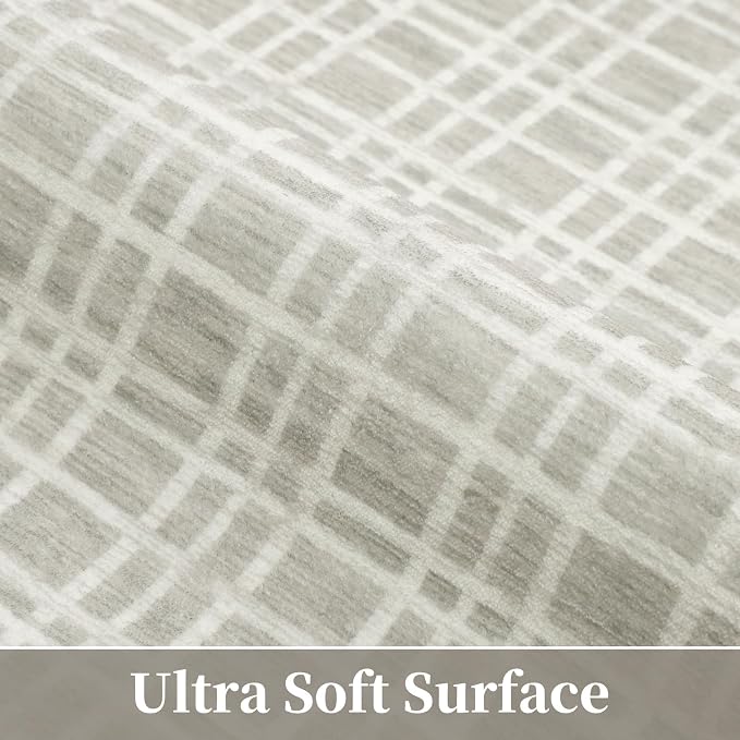 Washable Area Rug 5x7 Rug for Living Room Modern Large Area Rug for Bedroom Aesthetic Non Slip Throw Rugs Soft Faux Wool Low Pile Stain Resistant Carpet for Dining Room 5'x7' Light Grey