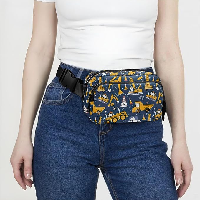 Funny Trucks Excavator Fanny Pack for Women Men Water Resistant Fashion Waist Packs with Adjustable Strap Belt Bag for Travel Workout Jogging Hiking 21219377