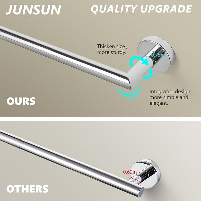 Bath Towel Bar 30 Inch Towel Rack for Bathroom Wall Mounted Bath Towel Holder Modern Towel Rods Chrome Towel Hanger Bathroom Accessories Towel Rails Stainless Steel Single Towel Bars Polished Chrome