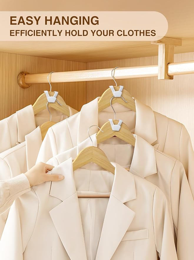 Smartor Hanger Hooks 30 Pack, Closet Storage and Organization as Hangers Space Saving, Hanger Add on Hook as Closet Organizer, Stacking Hangers, Cascading Space Saver White