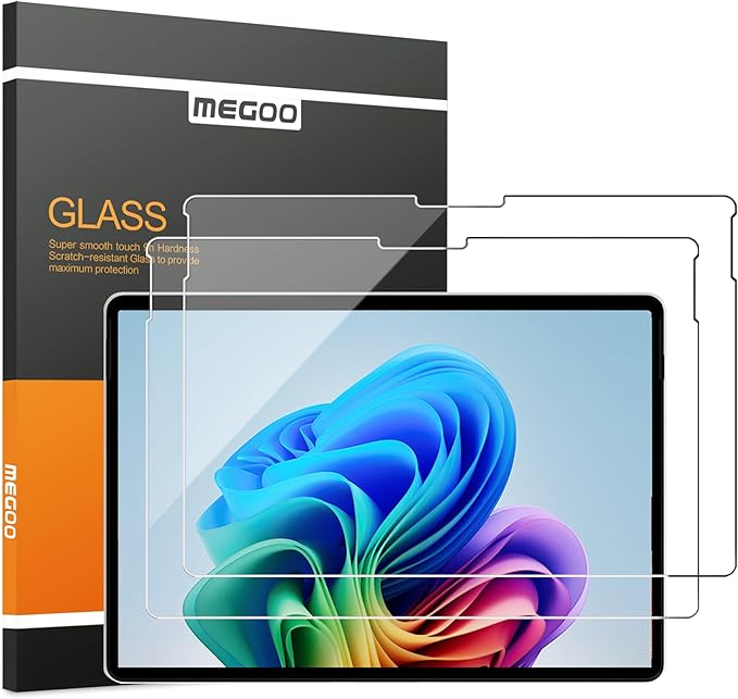 Megoo AmorShield Screen Protector for Surface Pro 12 inch [3X Shatterproof Protection], [9H+ Military Grade], HD Clear Tempered Glass, Anti-Fingerprint, Easy Installation No Bubble, 2 Pack