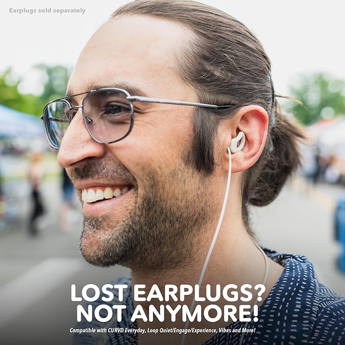 CURVD Earplug Lanyard, Soft Durable Flexible Premium Silicone Cord | Works with Most Earplugs w/Removable Tips Compatible with CURVD Everyday, Loop Quiet/Engage/Experience, Vibes and More - 26 Inches