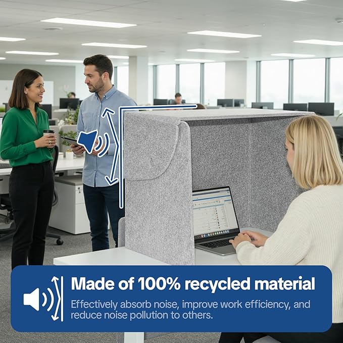 Desktop Partition Divider - Foldable Acoustic Privacy Screen Sound Absorbing Panel for Office & Home, Desk Shade for Cubicle to Block Light, 32.3" W x 19.7" D x 23.2" H